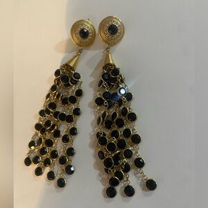 Elegant Gold and Black Dangle Earrings